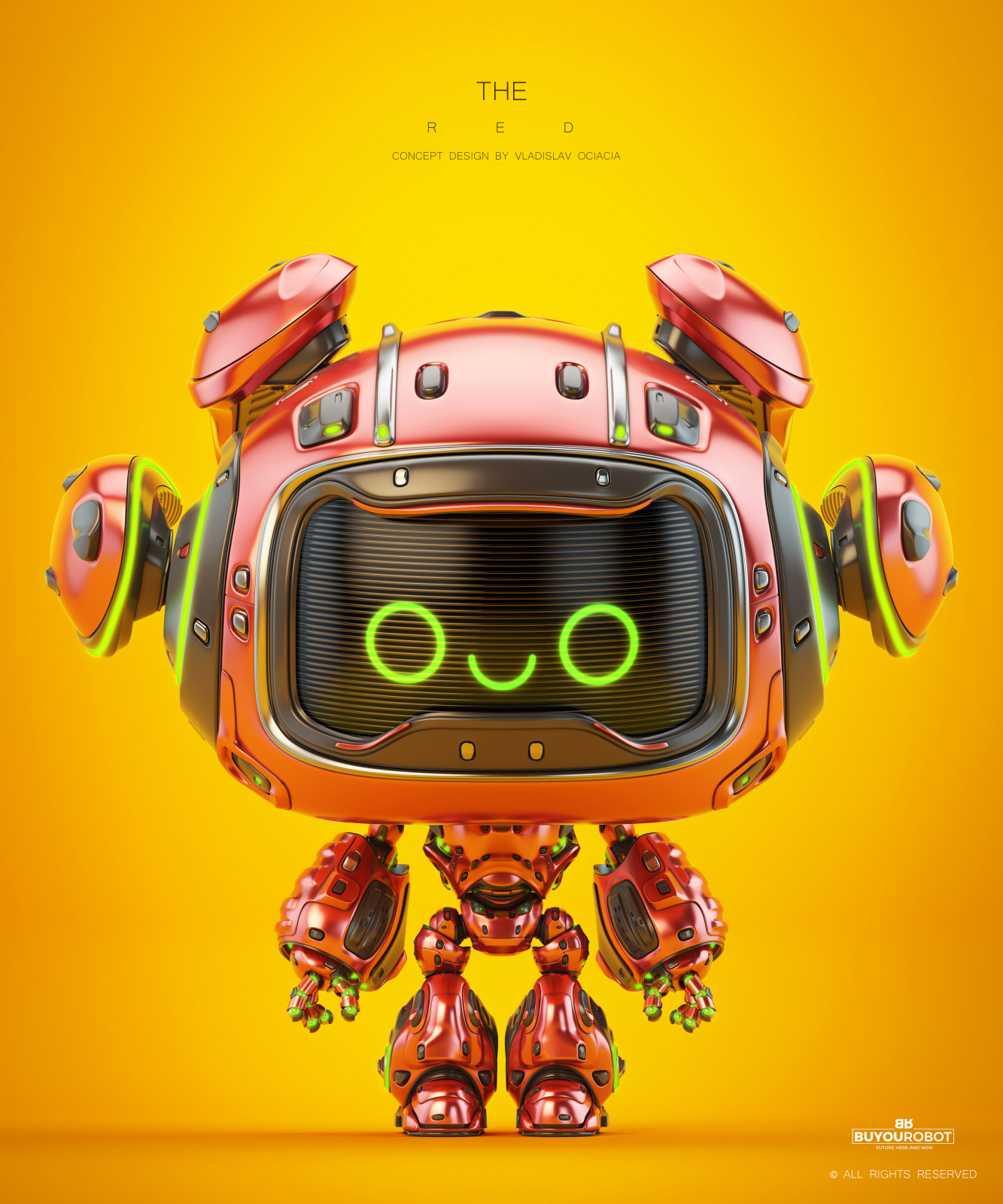 Cartoon，lovely，robot，scifi，red，Toys，