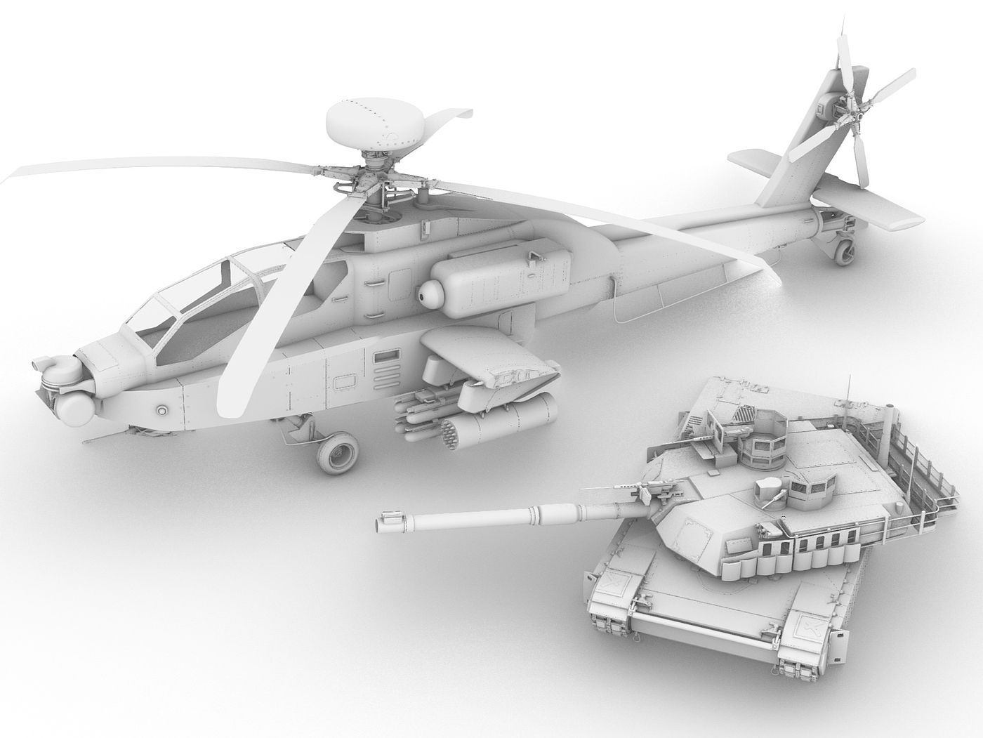 Ah64 m1a2 gunship main battle tank，