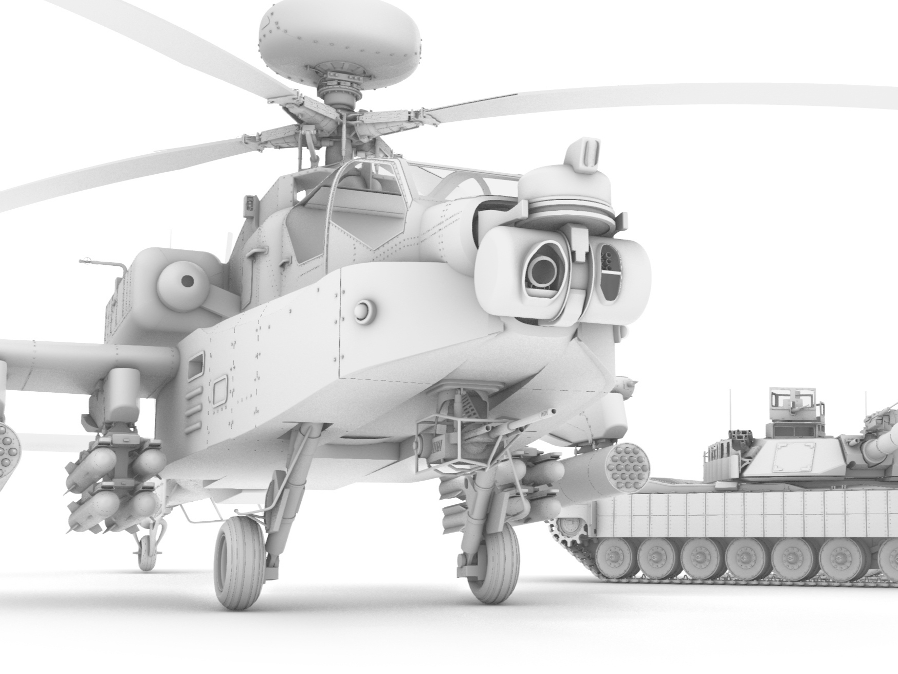 Ah64 m1a2 gunship main battle tank，