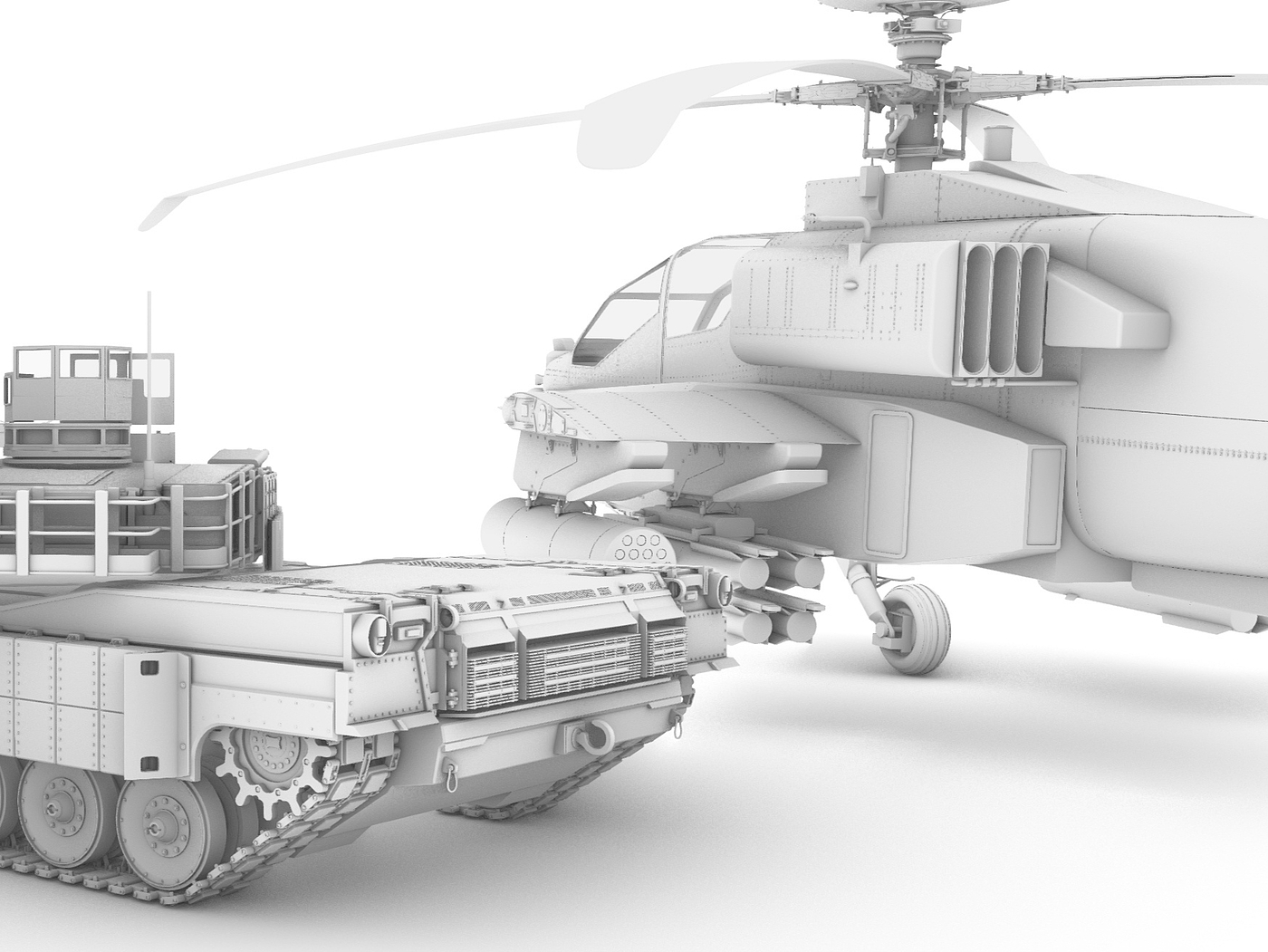 Ah64 m1a2 gunship main battle tank，