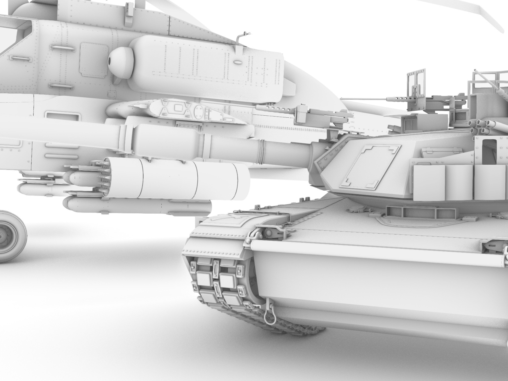 Ah64 m1a2 gunship main battle tank，