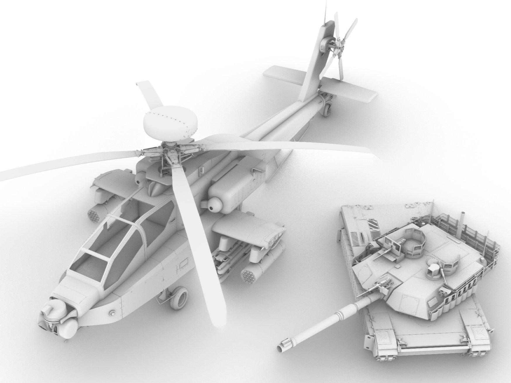 Ah64 m1a2 gunship main battle tank，