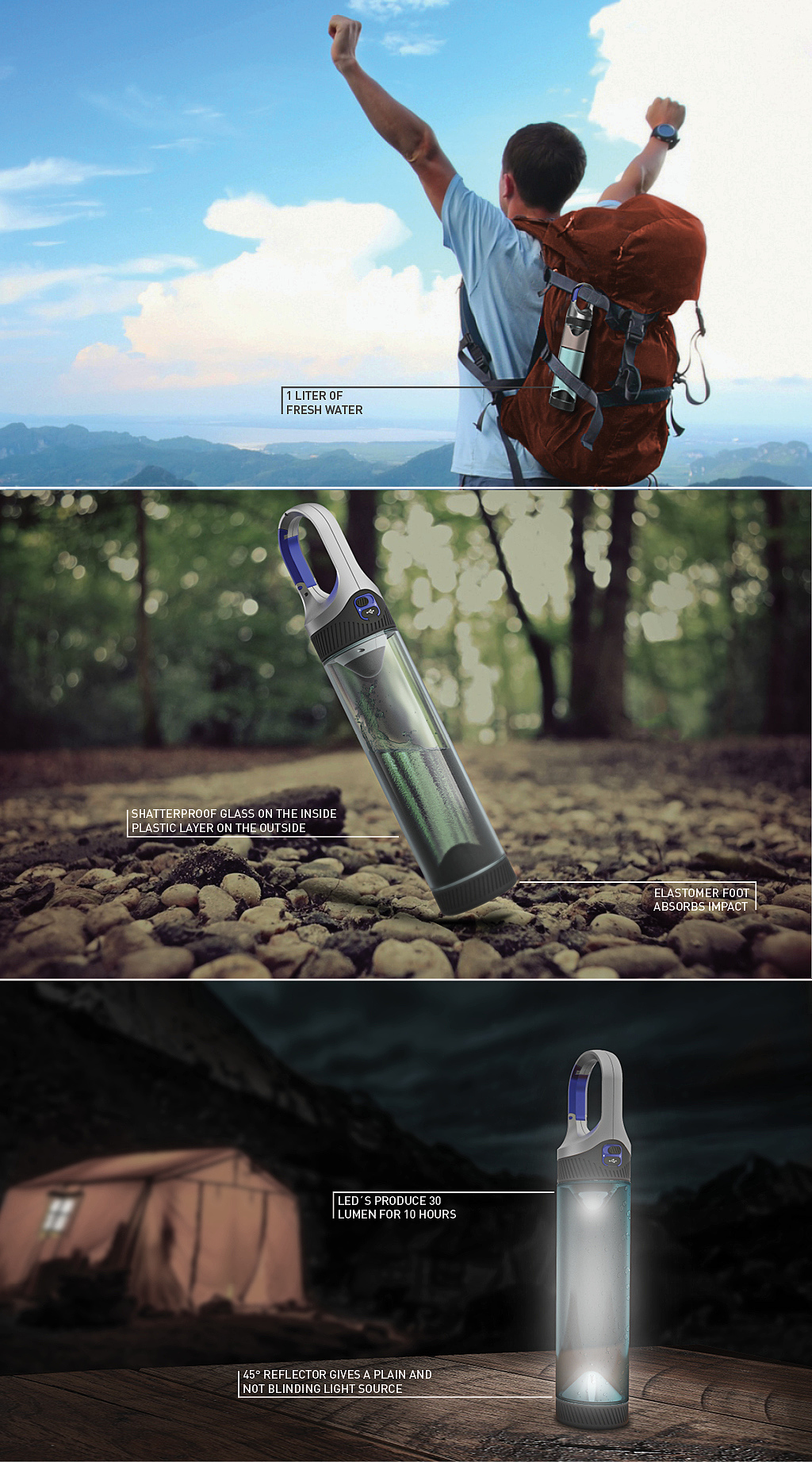 outdoors，Flashlight，kettle，product design，Portable，