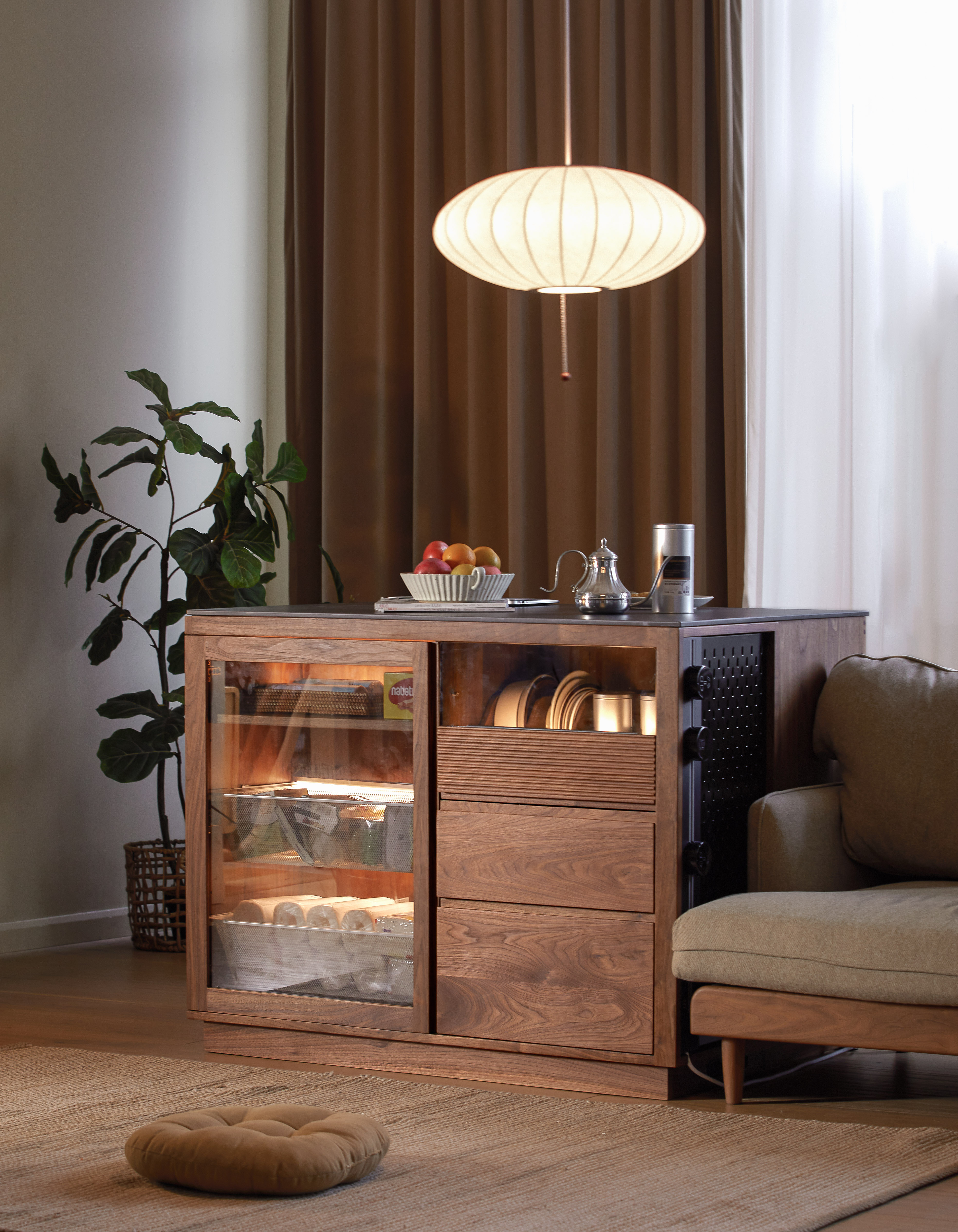 North American black walnut，Island Platform，Restaurant Design，