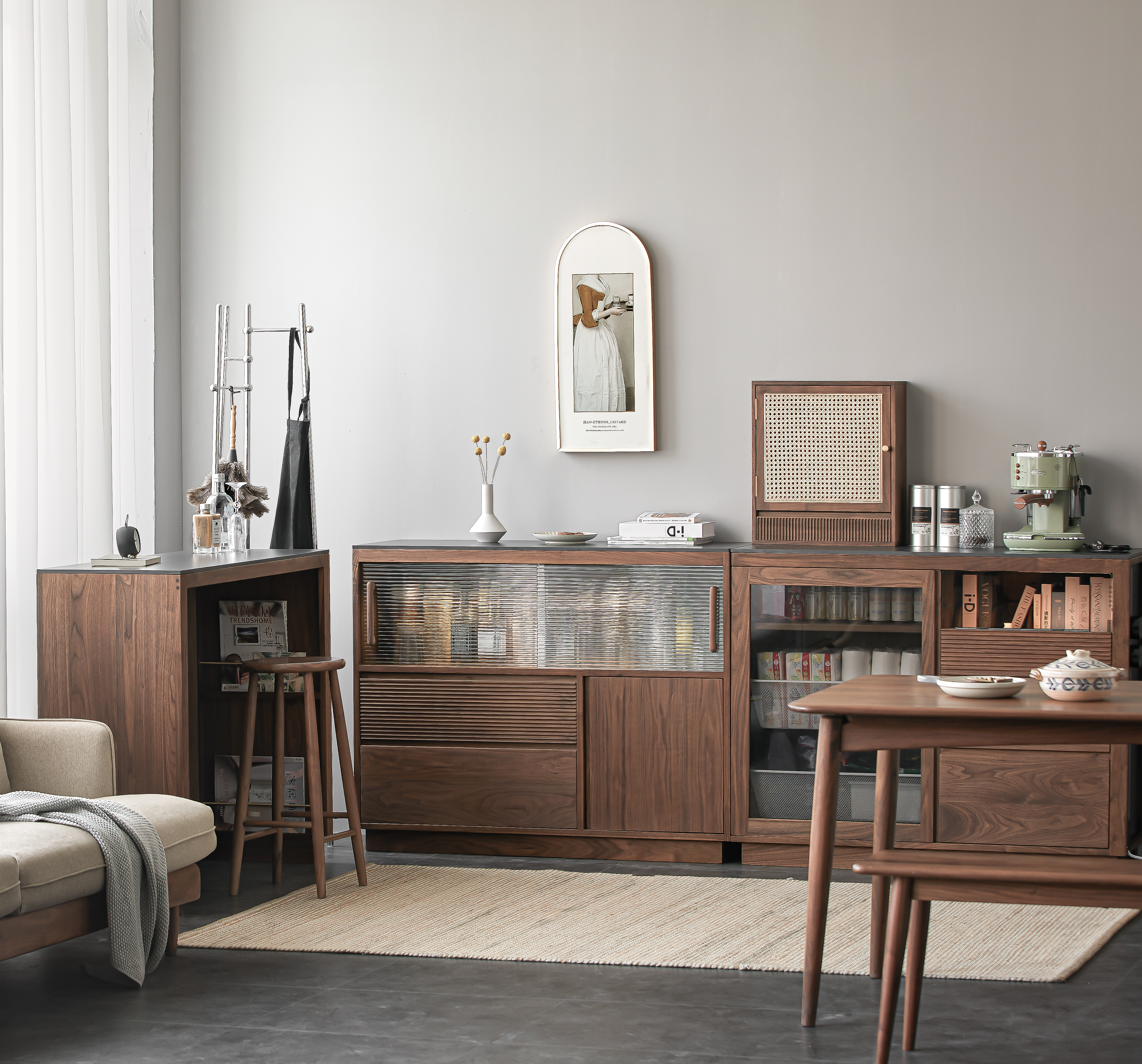 North American black walnut，Island Platform，Restaurant Design，