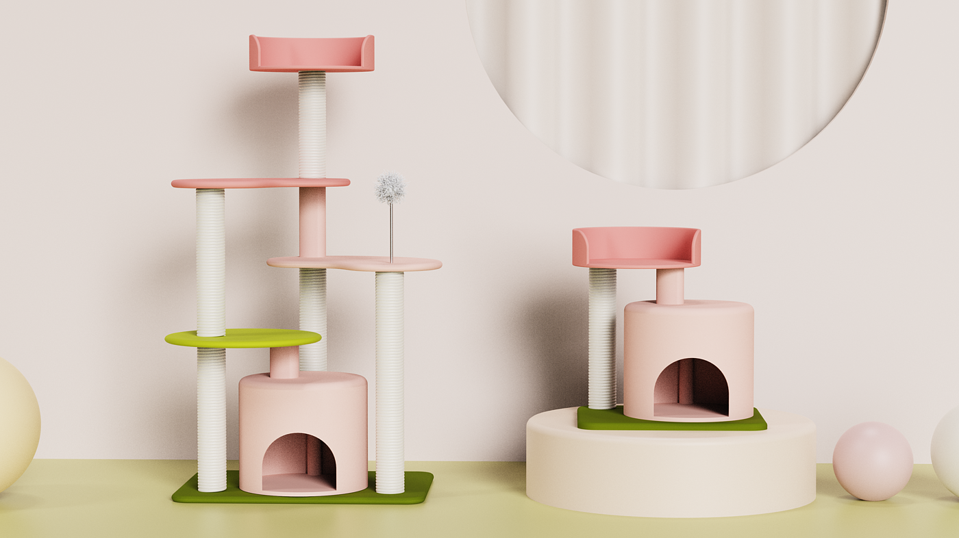 Cat climbing frame，Color matching，pinkycolor ，