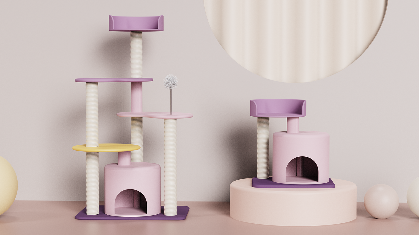 Cat climbing frame，Color matching，pinkycolor ，