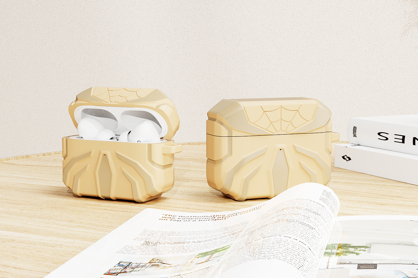 airpods，smart cover，Silicone protective sleeve，Upper bearing design，Earphone protective cover，industrial design，Apple Headset Protective Cover，