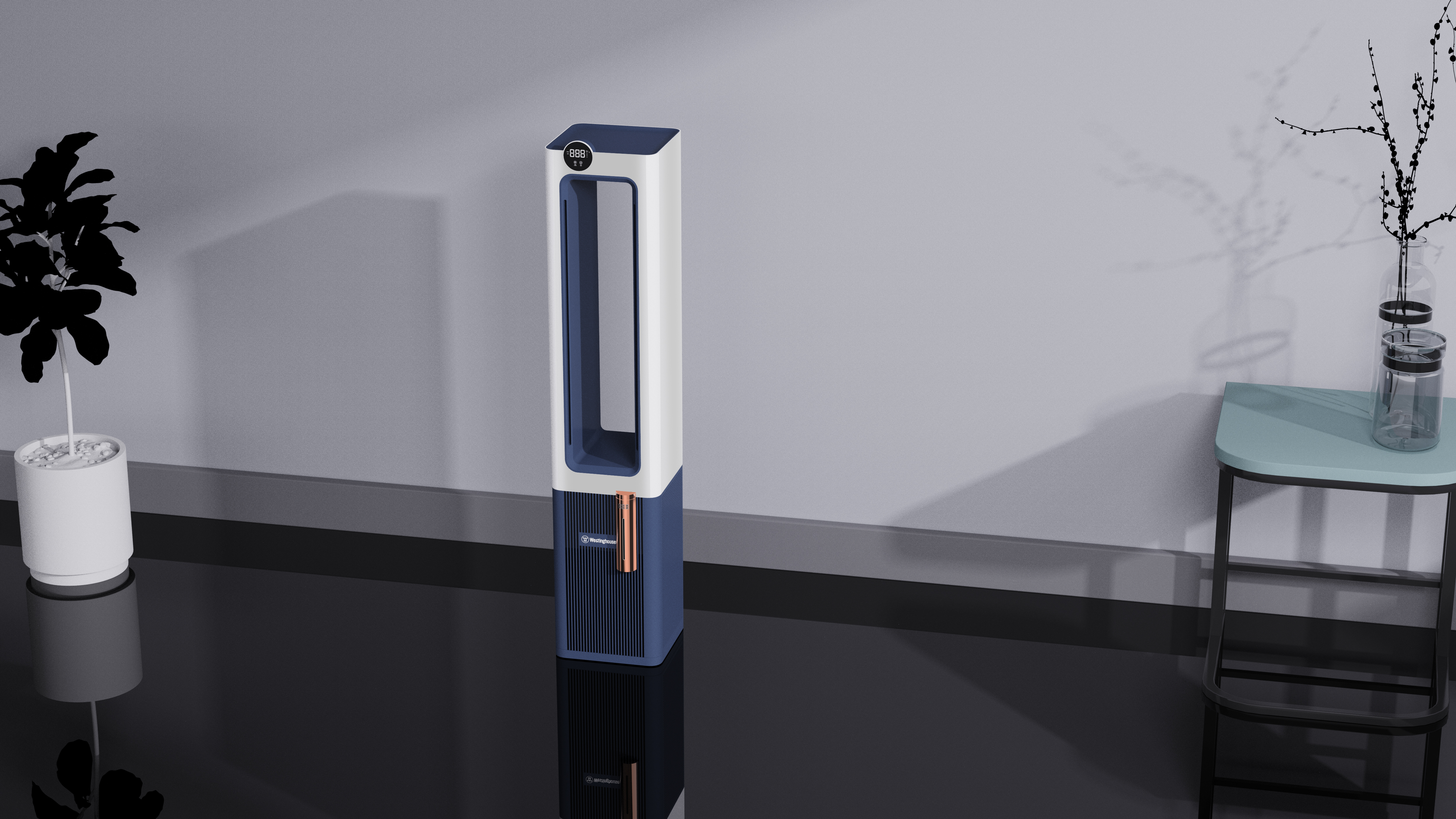 industrial design，Light luxury，Leafless fan，Home appliance design，Home product design，Sense of science and technology，Wireless remote control，Air conditioning fan，