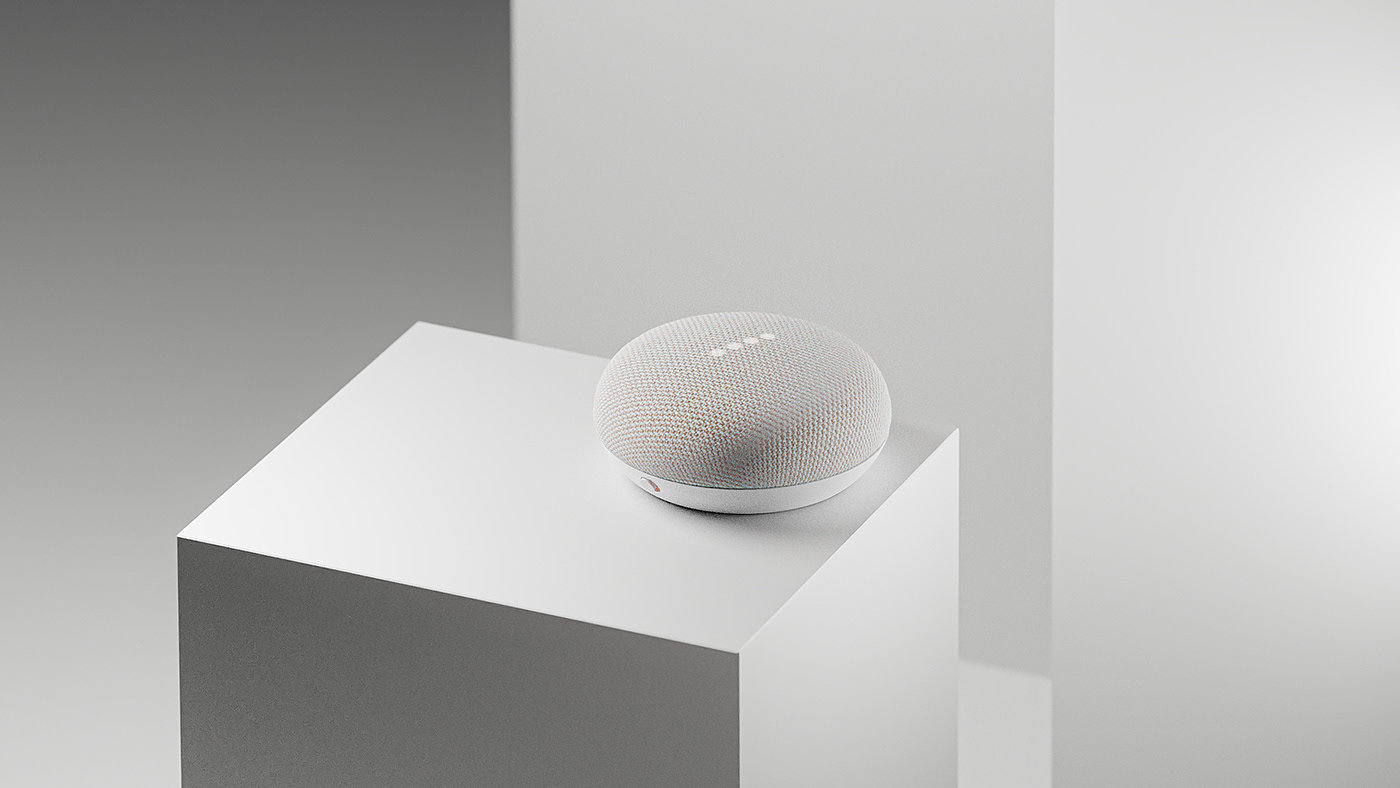 扬声器，迷你，Google Home，3d，渲染，