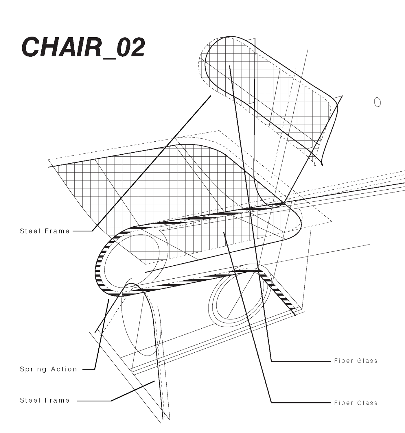 chair，U-shape，3d，product design，Metal，