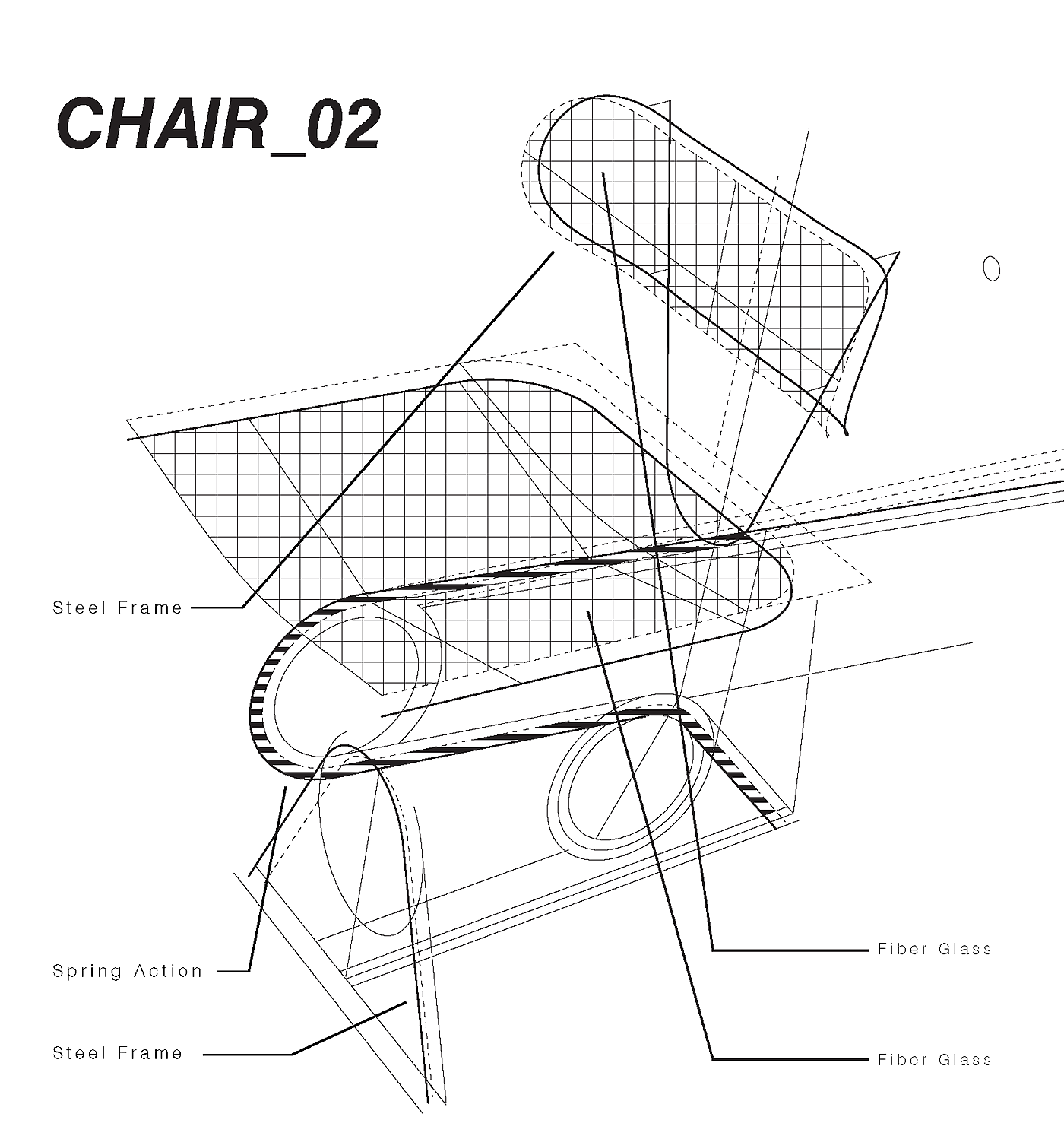 chair，U-shape，3d，product design，Metal，