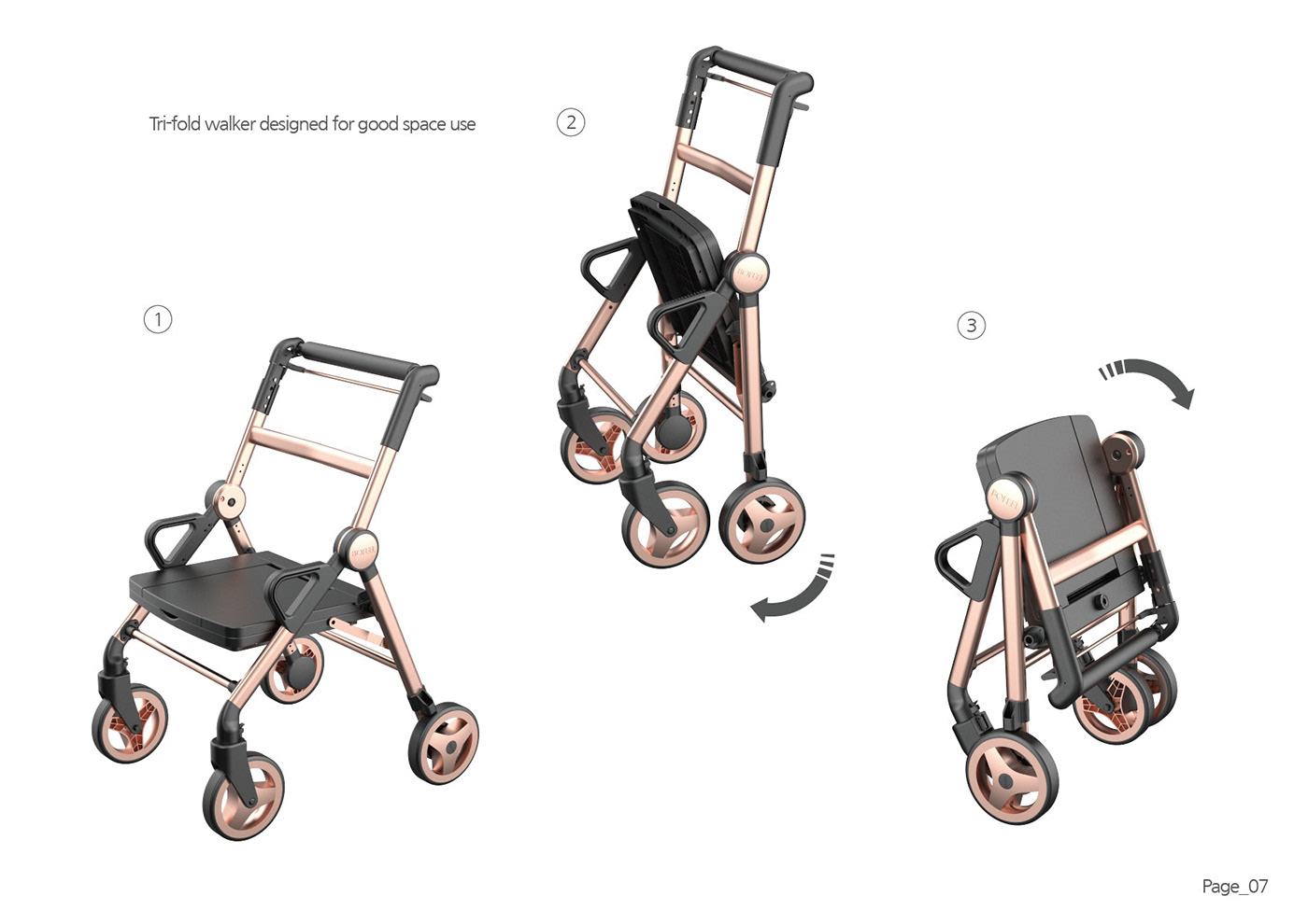 Walker，3d，brand，chair，Hand push chair，Foldable，