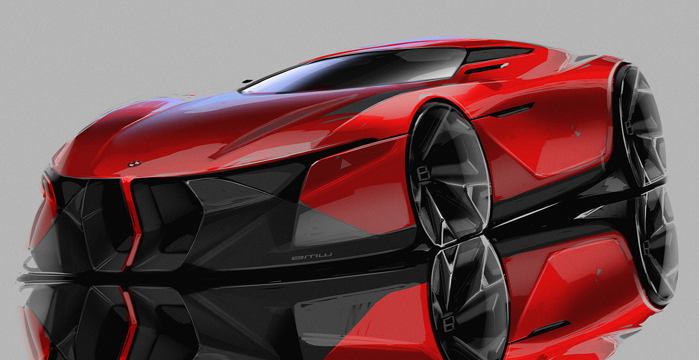 industrial design，Hand drawn，Render，automobile，