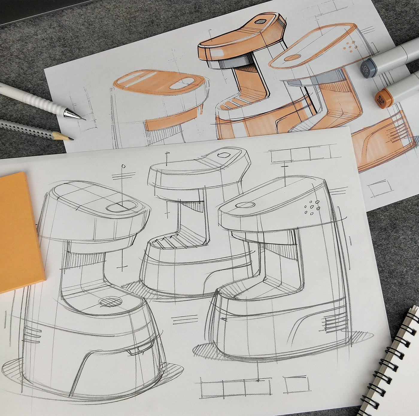 Marius Kindler，Sketch，two thousand and twenty-two，Hand drawn products，Marker expression，