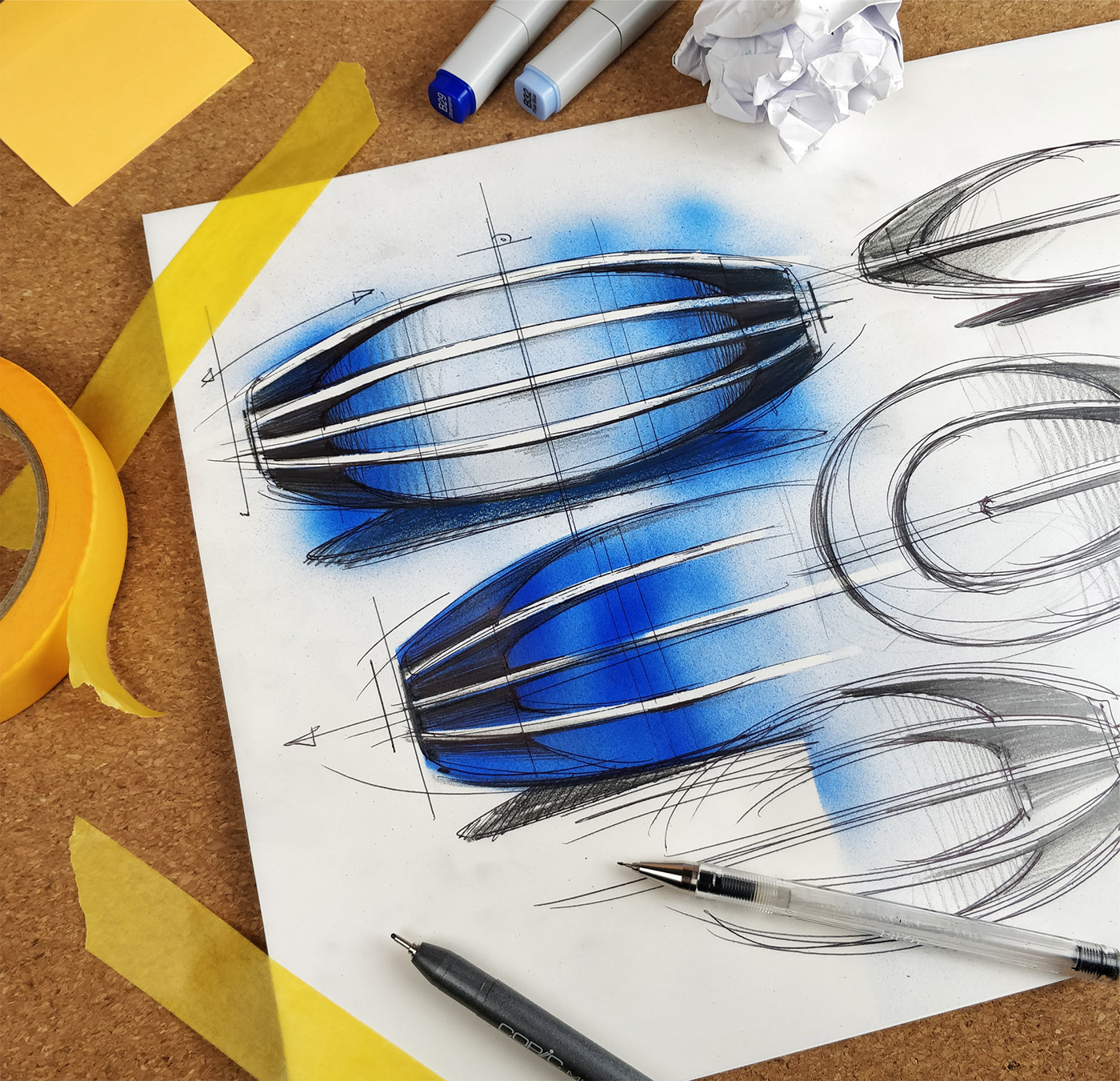 Marius Kindler，Sketch，two thousand and twenty-two，Hand drawn products，Marker expression，