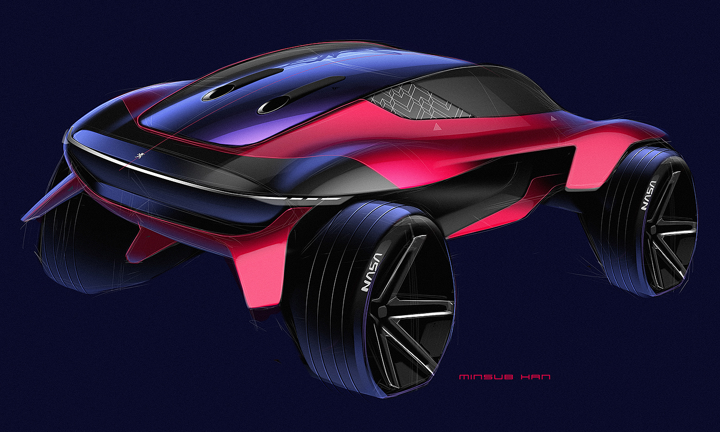 industrial design，Hand drawn，Render，automobile，