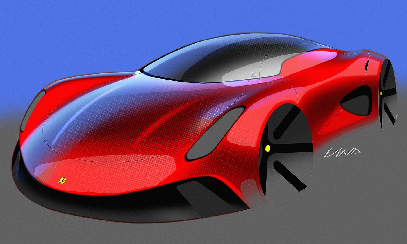 industrial design，Hand drawn，Render，automobile，