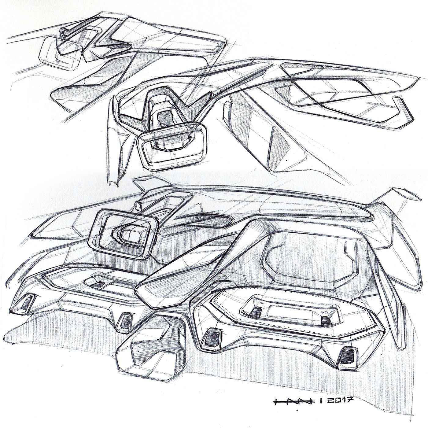industrial design，Hand drawn，Render，automobile，