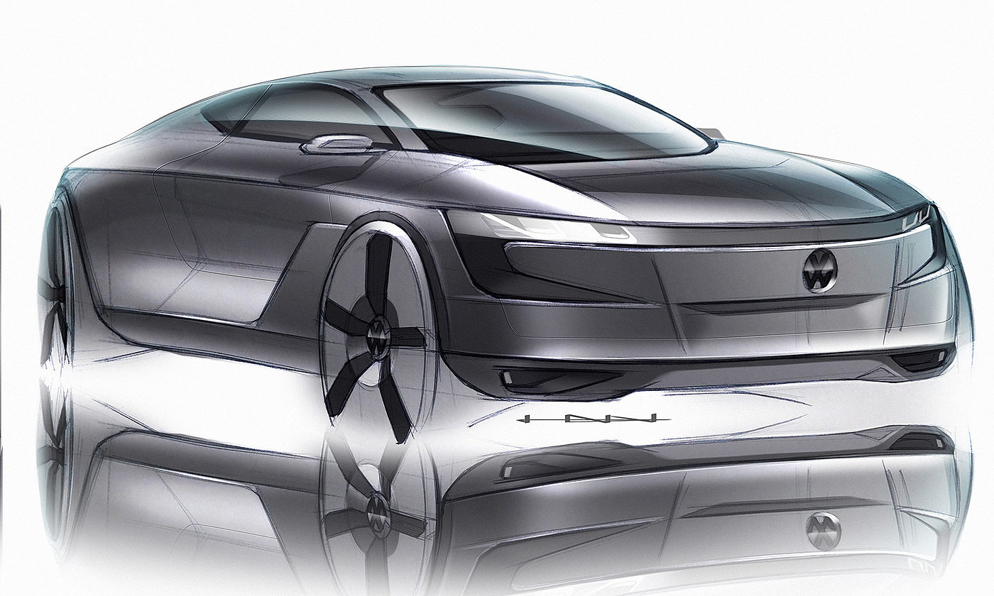 industrial design，Hand drawn，Render，automobile，