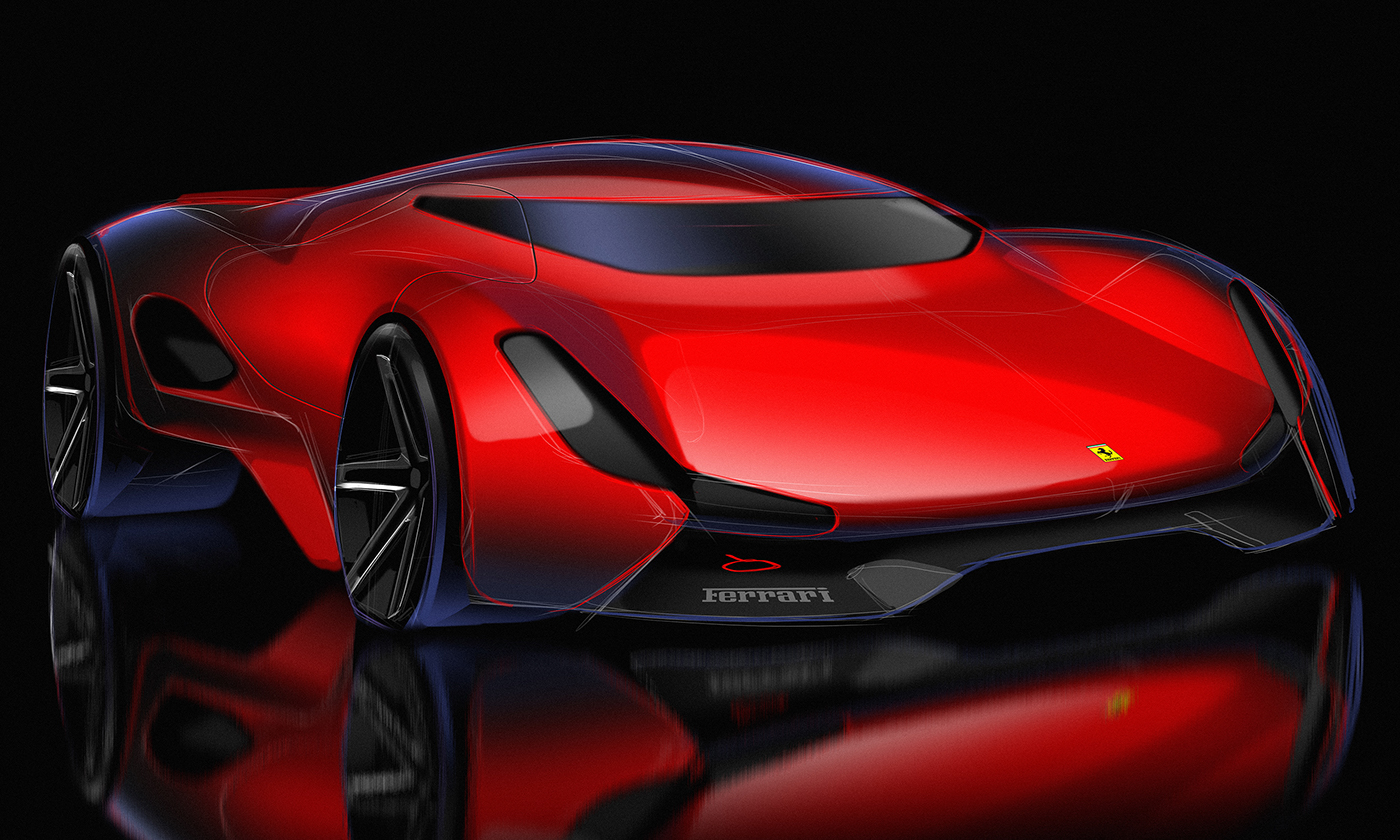 industrial design，Hand drawn，Render，automobile，