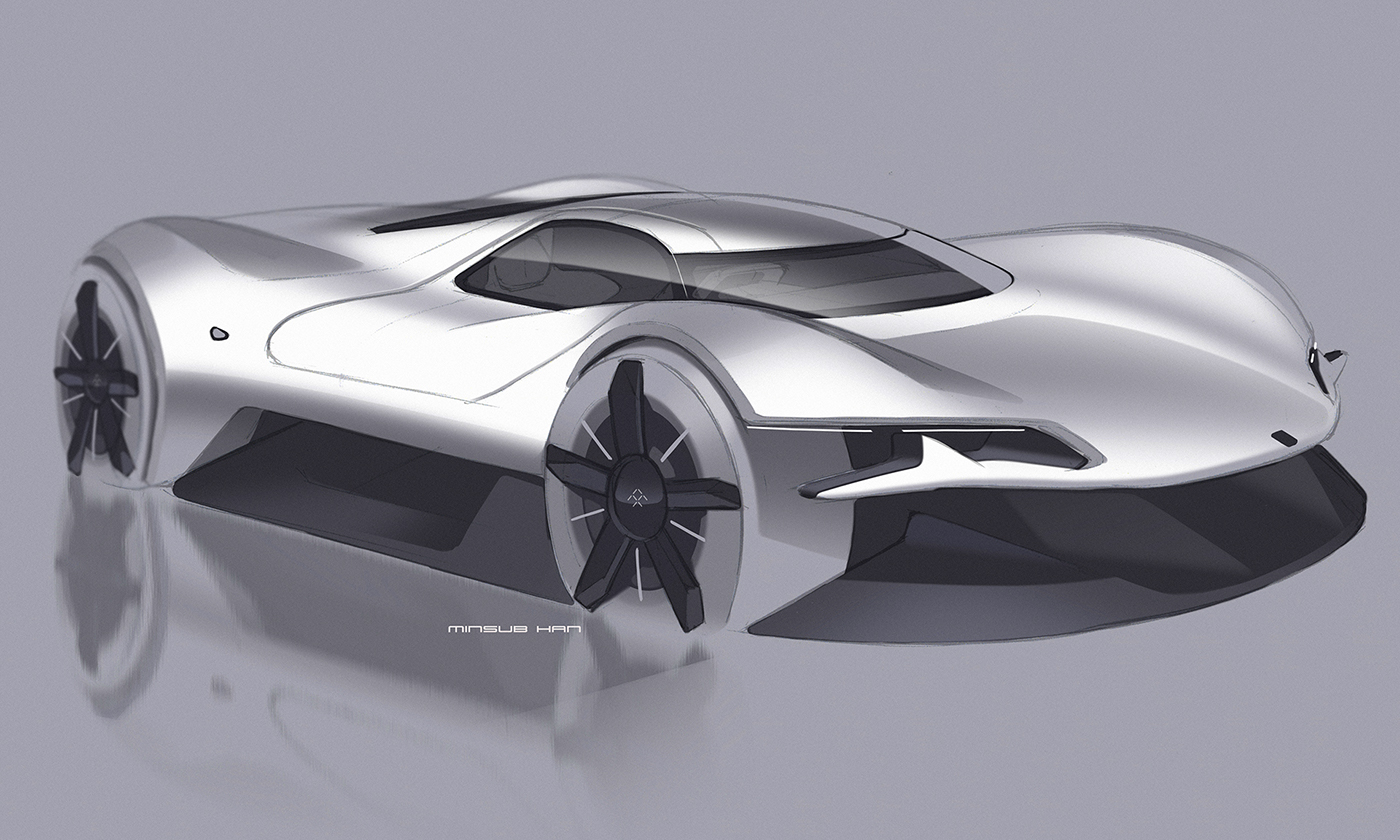 industrial design，Hand drawn，Render，automobile，