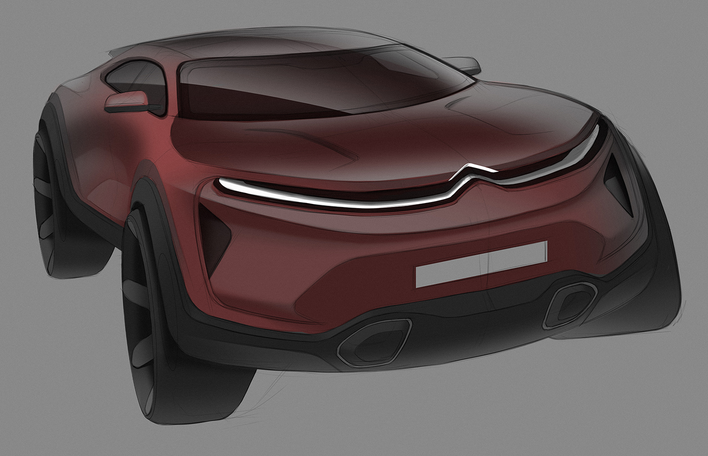 industrial design，Hand drawn，Render，automobile，