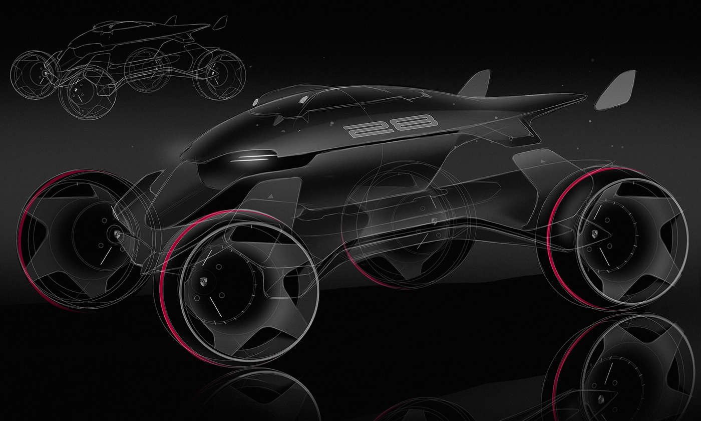 industrial design，Hand drawn，Render，automobile，