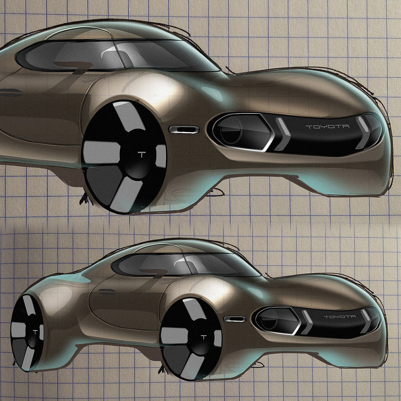 industrial design，Hand drawn，Render，automobile，
