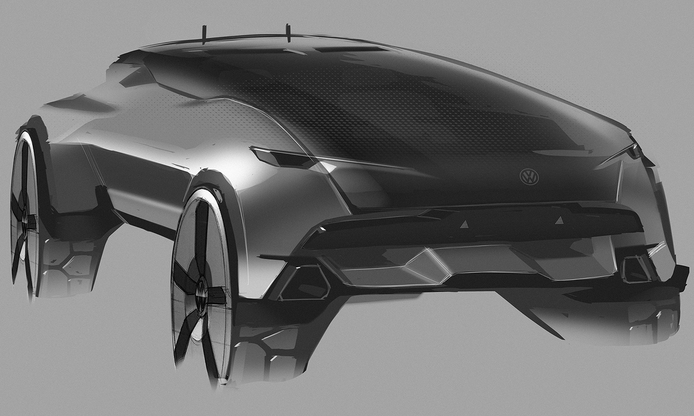 industrial design，Hand drawn，Render，automobile，