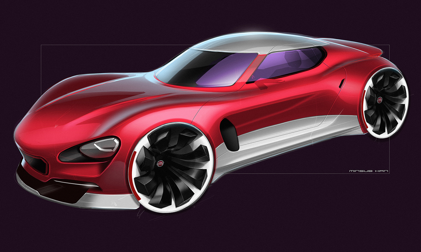 industrial design，Hand drawn，Render，automobile，