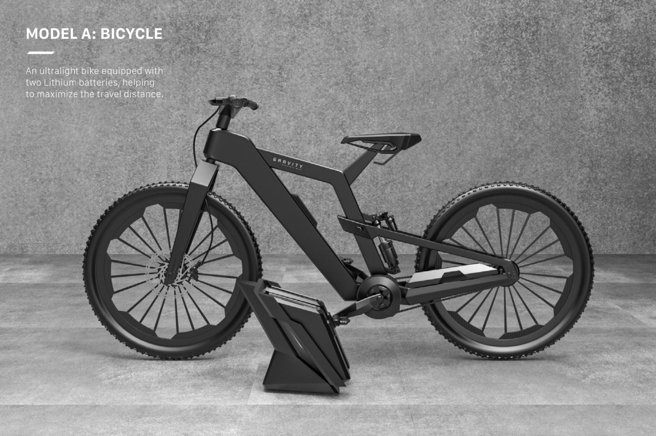 Electric bicycle concept，gravity，product design，Removable battery design，sustainable，