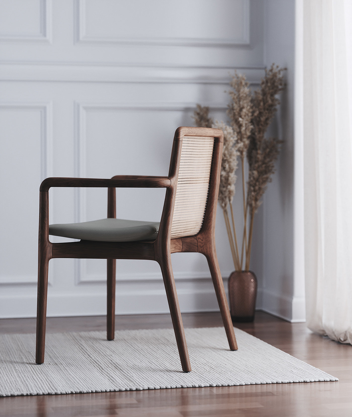 CGI chair，Appearance design，wooden ，texture，