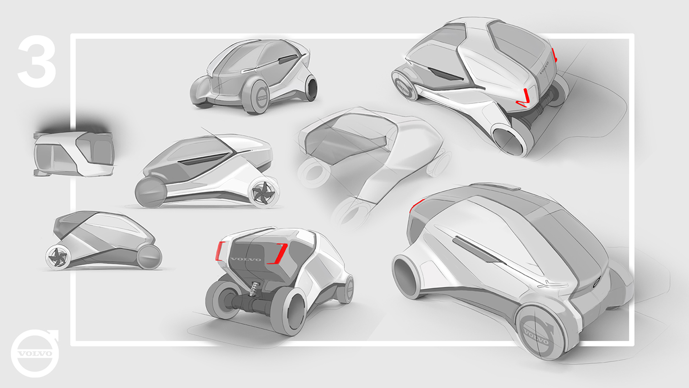 Render，Hand drawn，Volvo Sense，automobile，