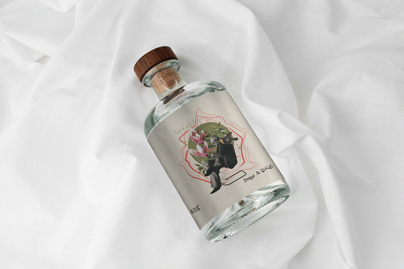 Vard Vahanian，kenats'，packing design，Collage style，Gin bottle，Label concept，