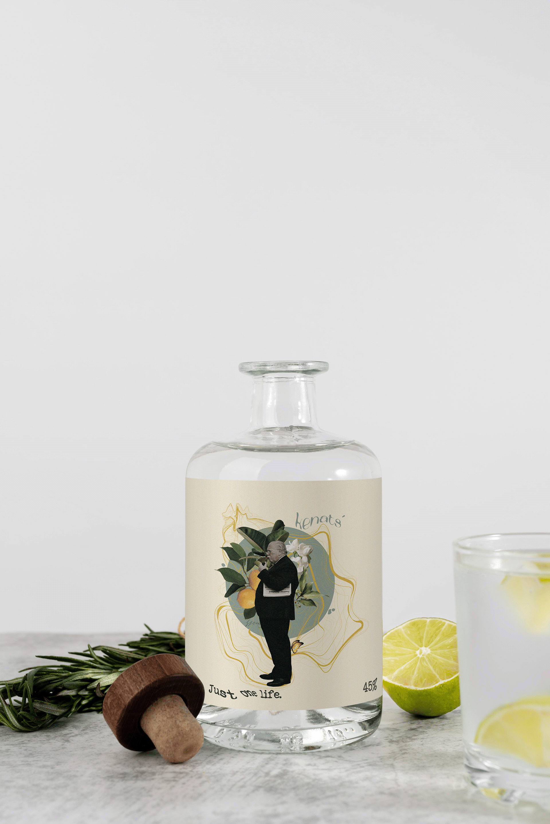 Vard Vahanian，kenats'，packing design，Collage style，Gin bottle，Label concept，
