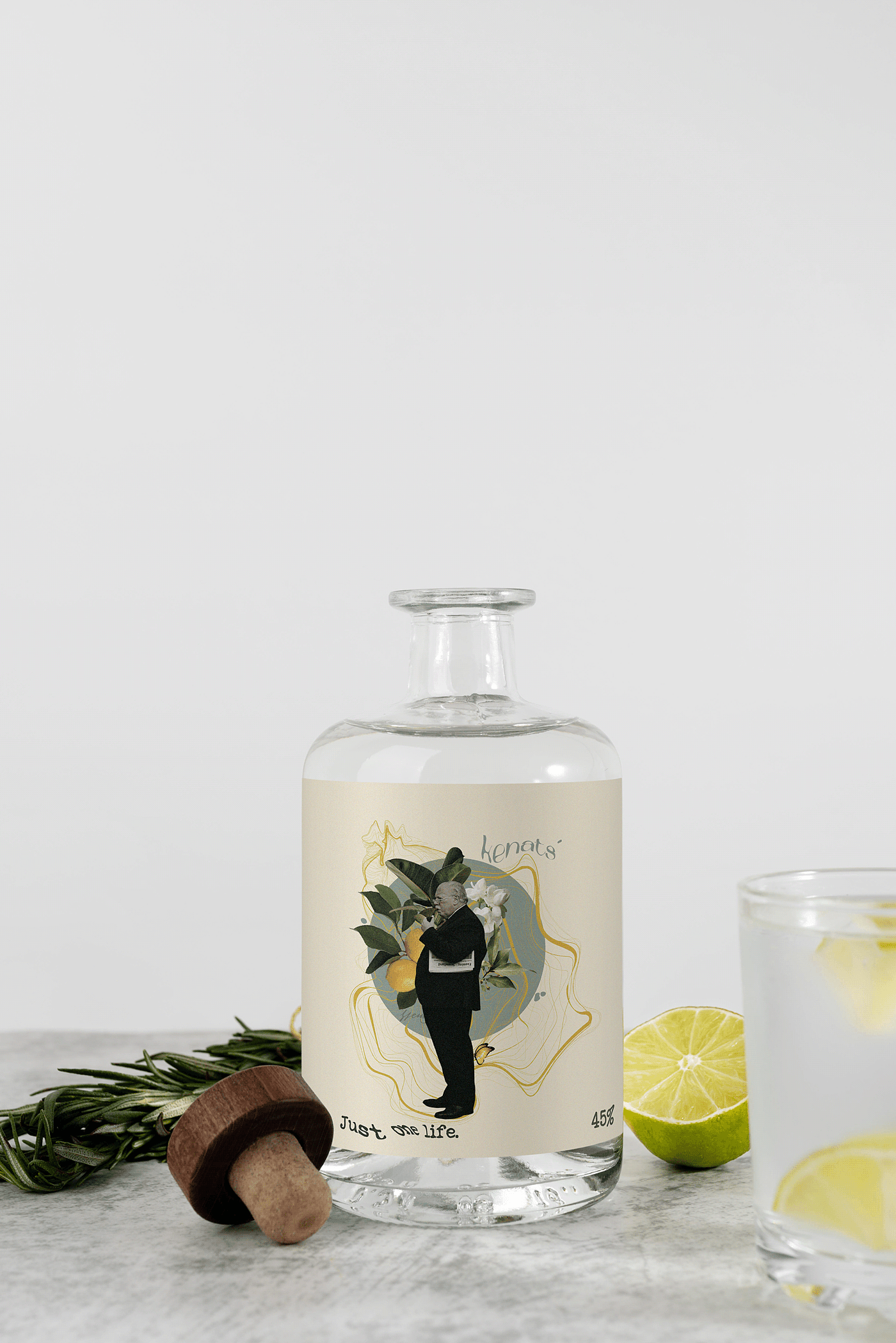 Vard Vahanian，kenats'，packing design，Collage style，Gin bottle，Label concept，