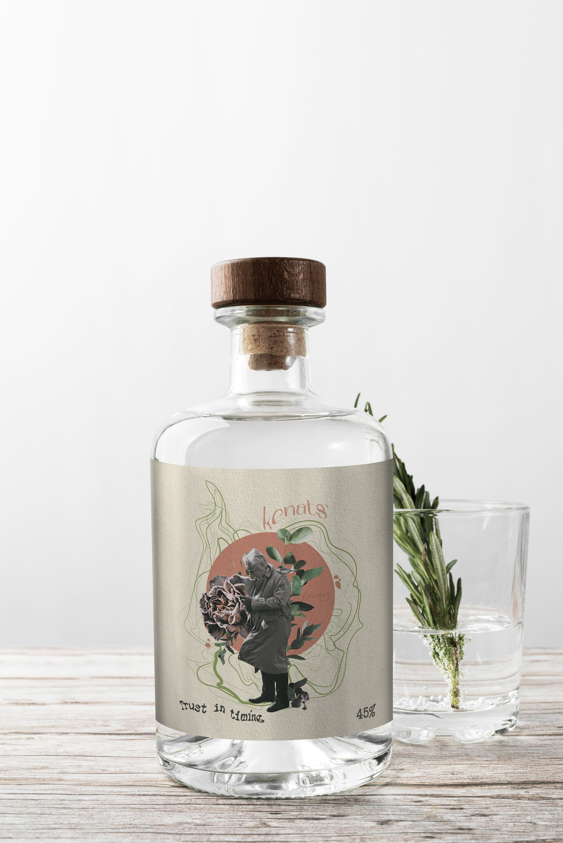 Vard Vahanian，kenats'，packing design，Collage style，Gin bottle，Label concept，