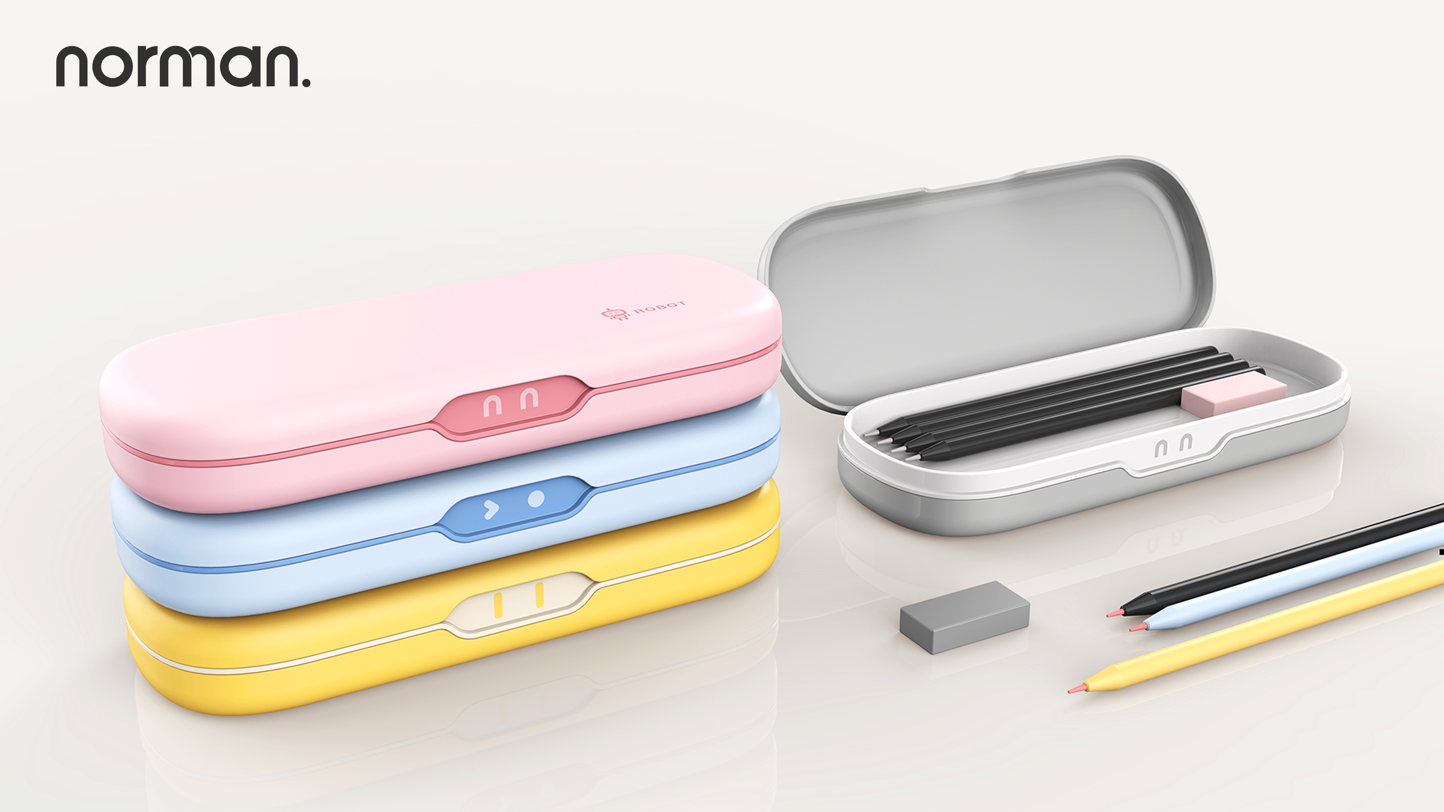 pencil case，Cartoon，robot，Yellow duck，