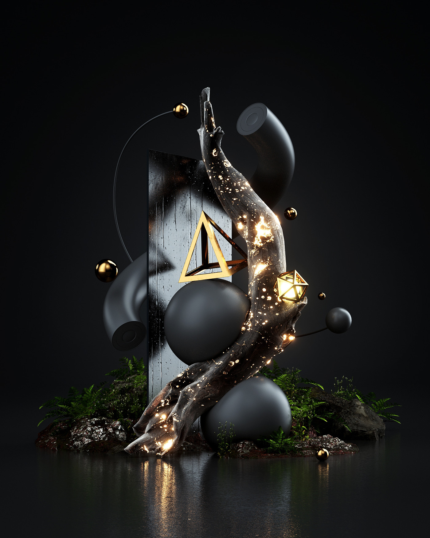 c4d，Rendering style map，Scene rendering，3D rendering，3D design，