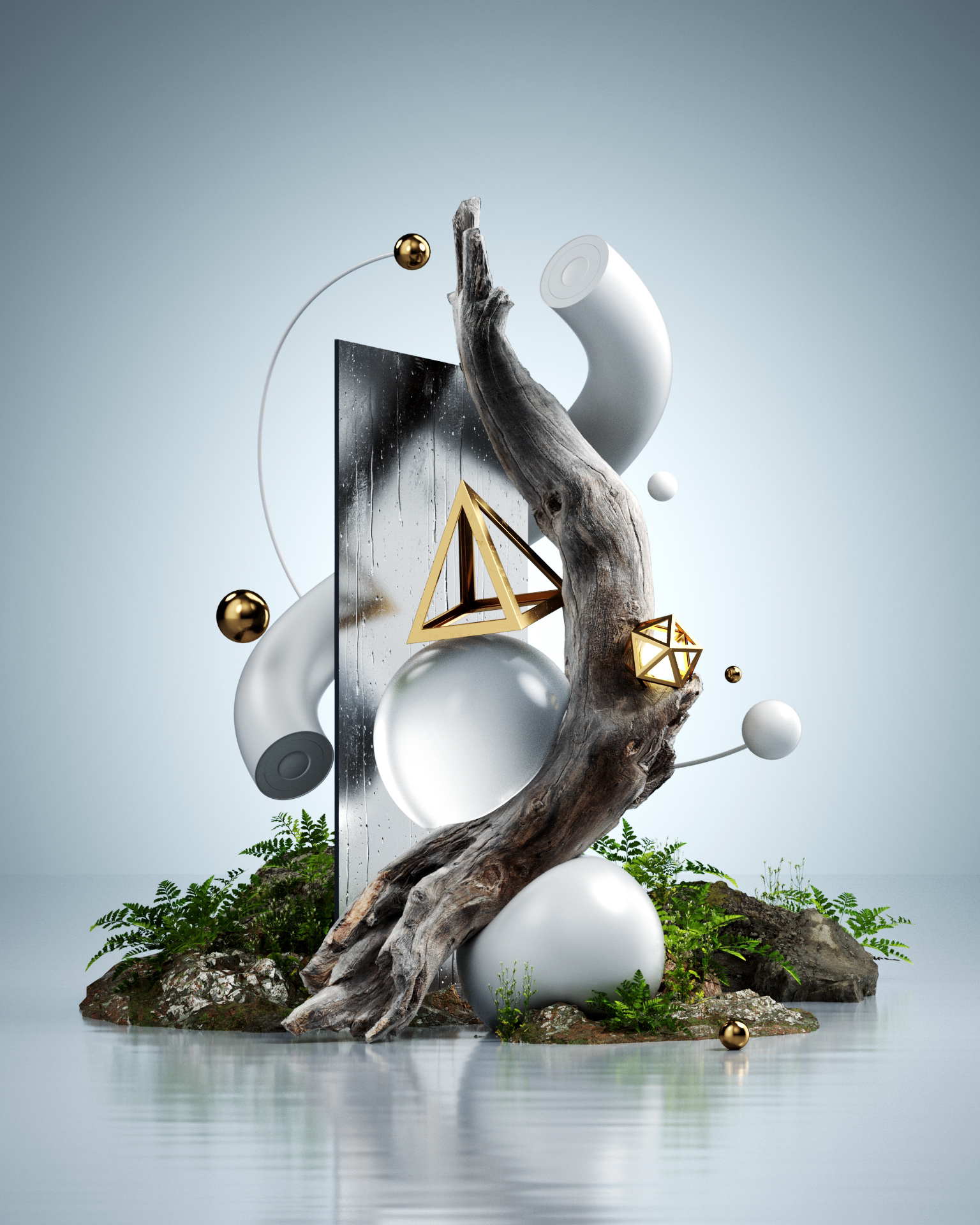 c4d，Rendering style map，Scene rendering，3D rendering，3D design，