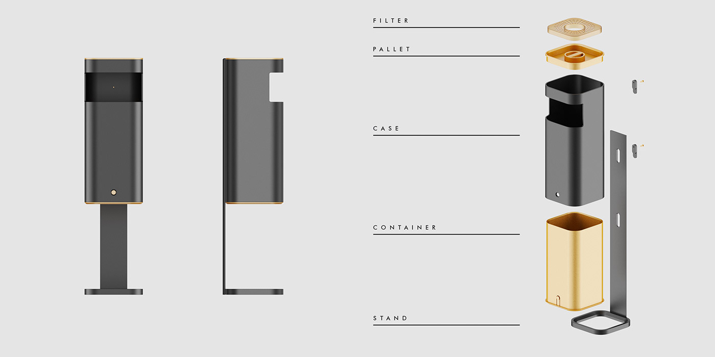 JOIN，Minimalist design ，ULADZISLAU PATAPCHYK，Urban trash can，product design，JOIN，Minimalist design ，