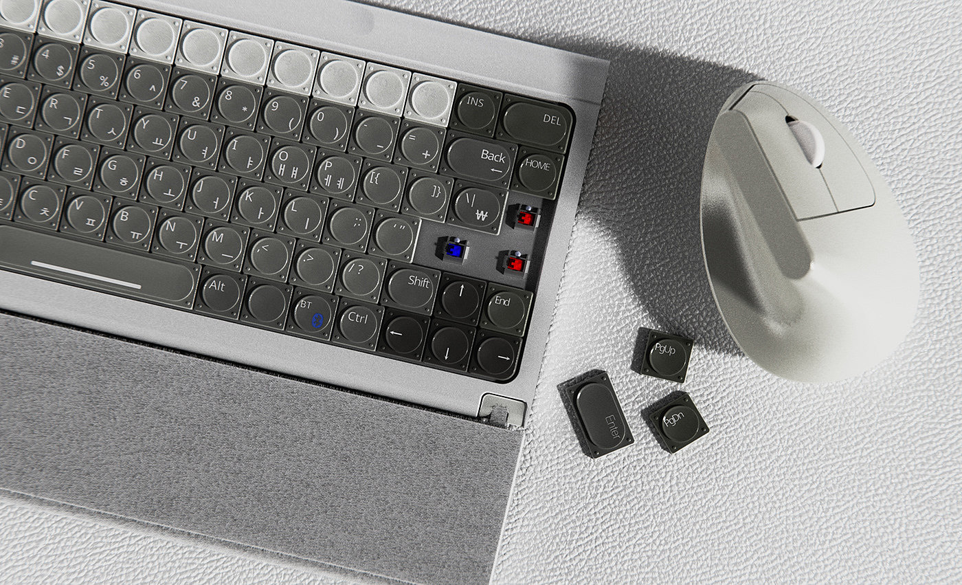 HYUNGWOO SEO，HUE palm rest keyboard，product design，Ergonomics，Patients with carpal tunnel syndrome，3-5 degree angle，
