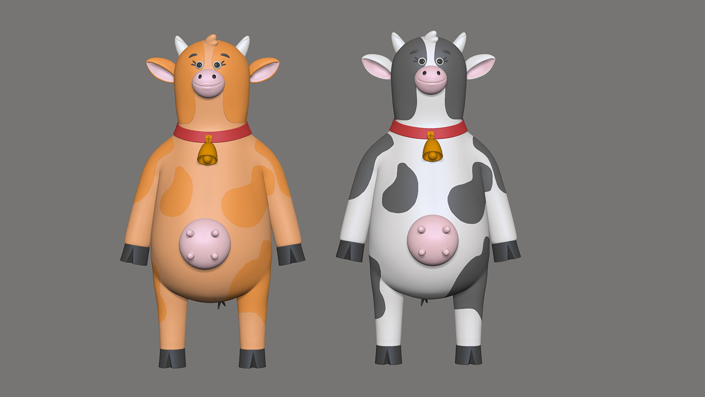 illustration，cow，3d，