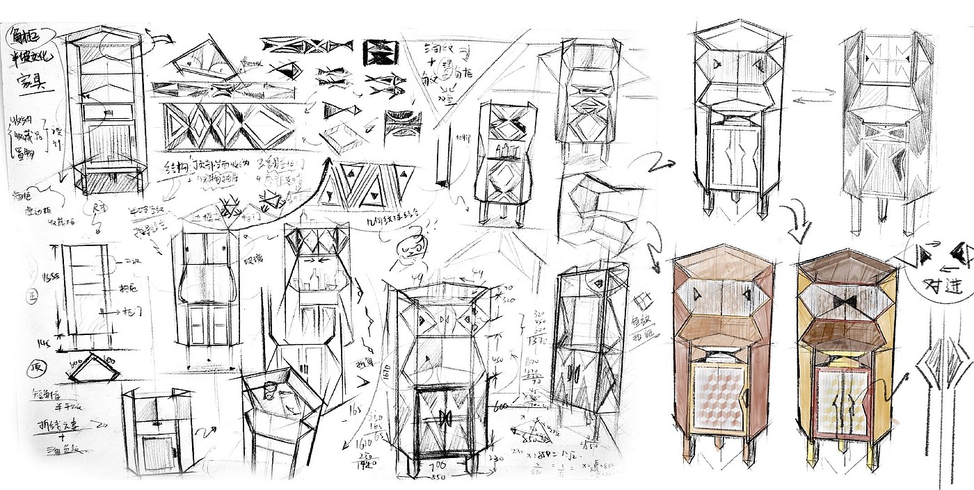 Banpo culture，Corner cabinet design，Cultural and creative products，furniture，Banpo cultural creation，