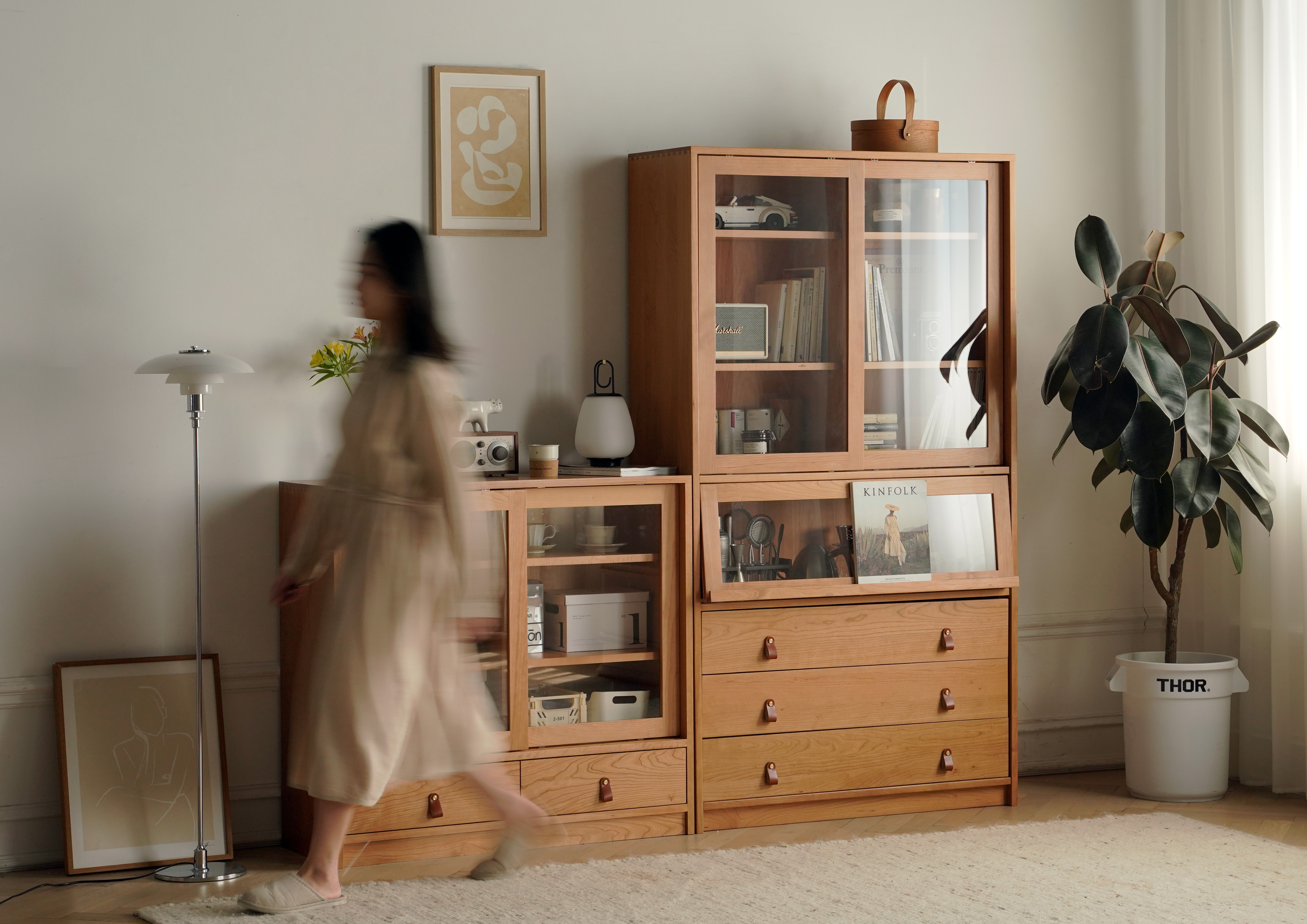 product design，furniture design ，industrial design，Combined cabinet，Solid wood combination cabinet，Cherry wood furniture，