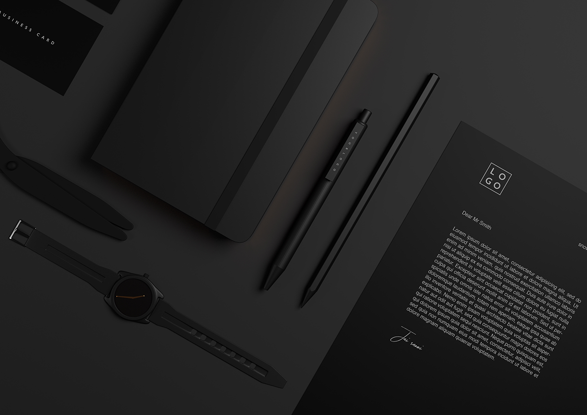 Letterhead，business card，notebook，Pen，black，