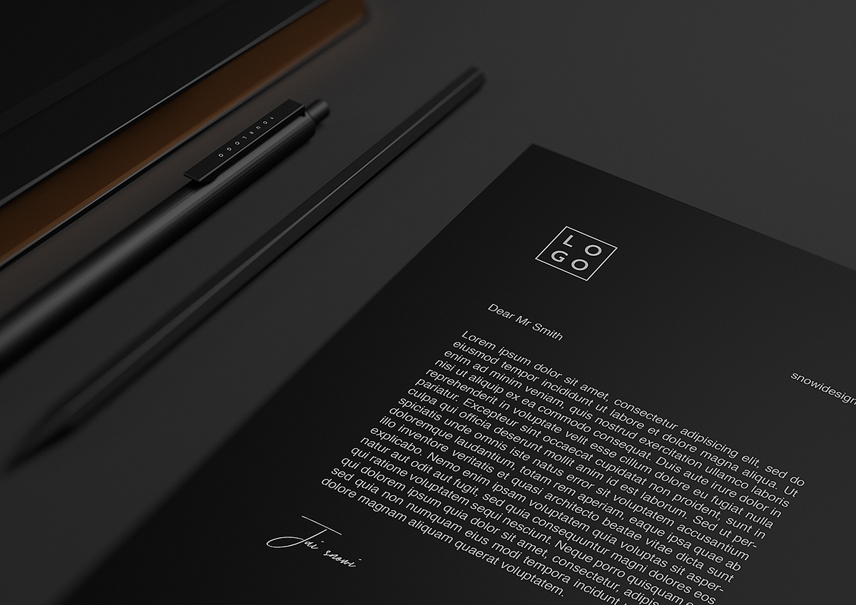 Letterhead，business card，notebook，Pen，black，