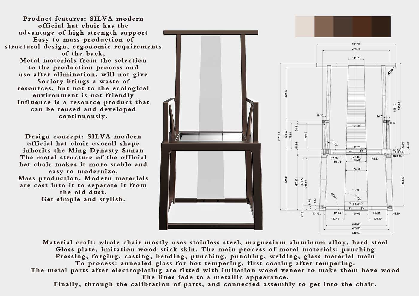 Modern furniture，Official Hat Chair，Metal furniture，Modern Official Hat Chair，Ming style furniture，Modern Ming style furniture，