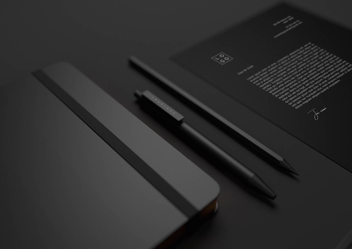Letterhead，business card，notebook，Pen，black，
